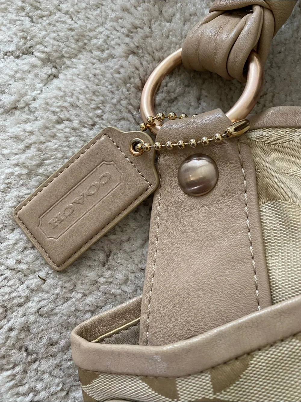 Coach Tan/Beige Signature Shoulder Bag